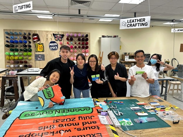 People in the photo from right to left: Ms Monica, Mr Hubert, Lea, Shih Ching, Nat, Mr Teo, Wei Keey